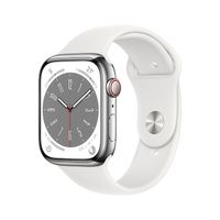 Apple Watch Series 8 GPS + Cellular 45mm Silver Stainless Steel Case White Sport Band - Regular