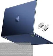MOSISO Compatible with MacBook Air 15 inch Case 2025 2024 2023 Release M4 A3241 M3 A3114 M2 A2941, Ultra-Thin Natural Original Color Plastic Hard Case & Keyboard Cover & Type C Adapter, Midnight Blue