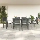 7 Piece Garden Dining Set Black Steel Textilene Outdoor Furniture Patio Ta 00721