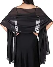 [Ladiery] Women Chiffon Shawls and Wraps for Evening Dresses, Elegant Soft Sheer Chiffon Stole Bride Wedding Scarf