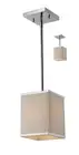 Z-Lite Rego 1 Light Chrome Mini Pendant/Ceiling Light fabric shade Orig $180