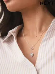 Silver Tone Heart Thread Through Lariat Necklace Made With Recycled Metals (AV1847) | $23