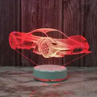在飛比找蝦皮購物優惠-🎀臺灣熱賣🎀創意新品3D錯覺小夜燈跑車造型USB遙控氛圍臺燈