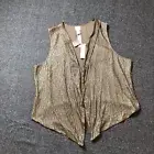 Chicos Womens Vest 3 Gold Sequin Large Open Front Sleeveless NWT