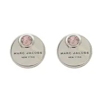 在飛比找PChome24h購物優惠-MARC JACOBS 品牌圓盤LOGO水鑽鑲嵌耳環.銀
