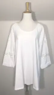 Virtuelle Taking Shape Sz 18 20 White Cotton Tunic Top Sequins BNWT RRP $159 ❤️