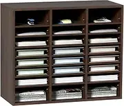 VEVOR Literature Organizers, 24 Compartments Office Mailbox with Adjustable Shelves, Wood Literature Sorter 29x12x24.4 inches for Office, Home, Classroom, Mailrooms Organization, EPA Certified, Brown