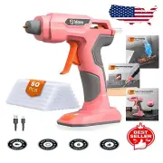 Versatile Pink Glue Gun - USB-C Rechargeable with 50 Glue Sticks for All Crafts