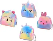 [JEWEDECO] Cute Unicorn Shaped Coin Purse Plush Money Bag Portable Coin Pouch for Women Random Style