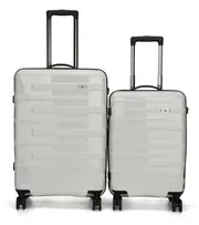 Swiss Luggage Suitcase Lightweight with 8 wheels 360 degree rolling HardCase 2PCS Set SN8801AB White
