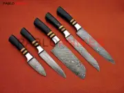 Hand Forged Damascus Steel Full Tang Chef Set | Kitchen Knife | Dining Set| Bag