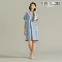 在飛比找Yahoo奇摩購物中心優惠-YVONNE 以旺傢飾 圓點緹花短袖洋裝-勿忘草藍