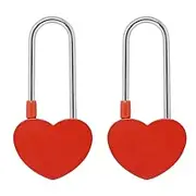 Honbay 2PCS Love Lock Without Key, Heart Padlock, Alloy Steel Heart Lock, Wish Lock, Romantic Padlock, Everlasting Love for Lovers (Red)
