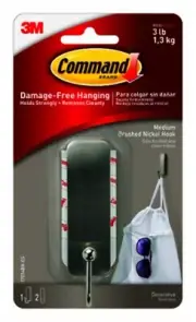 Command Medium Metal Hook 3.0 in. L 1 pk (Pack of 4)