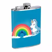 Tasty Rainbow Unicorn Em1 Flask 8oz Stainless Steel Hip Drinking Whiskey