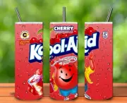 KOOL-AID CHERRY 20oz Skinny Insulated Custom Tumbler Lid Straw