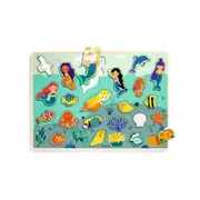22pc Djeco Sea Wooden Peg Puzzle 42x30cm Kids/Children Fun Play Toy 2y+