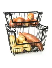 [Little Label Co] Stackable Wire Baskets Set of 2 in Black