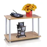 Furinno Turn-N-Tube No Tools Tube Shelf/End Table Single 2-Tier Beech/White