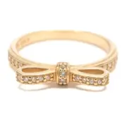 PANDORA 14K Gold Sparking Bow Ring with Clear Zirconia - 150175CZ Size 60
