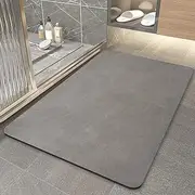 50 * 80cm Absorbent Bath Mat, Rubber Non Slip Quick Dry Super Absorbent Thin Bathroom Rugs Fit Under Door-Washable Bathroom Floor Mats-Shower Rug for in Front of Bathtub, Shower (Gray Rectangle)