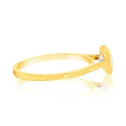Sterling Silver Gold Plated Rectangle White Zirconia Ring, Q