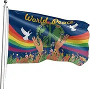 Peace Garden Flag - World Peace Symbols Flag - Double Sided World Peace Flags Home Decoration Outdoor Garden Patio Yard Lawn Flag 3X5 Ft