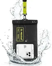 Case-Mate Marine - IP68 Waterproof Phone Pouch (XL Size) - Floating Waterproof Phone Case - iPhone 14 Pro Max/ 13 Pro Max/ 12 Pro Max/ 11/ S23 Ultra/Pixel 7 - Detachable Lanyard - Black/Hi-Vis Yellow