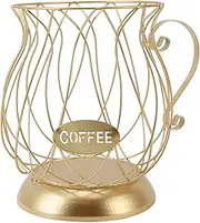 Yomiyuyr coffee Pod Holder, Sturdy Metal Coffee Pod Basket for 40pcs Capsules, with Elegant Golden Finish, for Coffee Corner