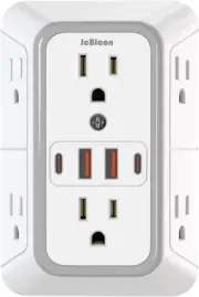 Outlet Extender Surge Protector, 6 Outlets Splitter, w/4 USB Port, Multiple Plug