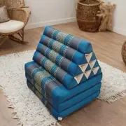 MANGO TREES [Large] Thai Triangle Foldable Floor Mattress Daybed Blue
