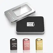 Personalized USB Flash Drive, 100 Pack Custom Mini Metal Thumb Drive USB 2.0 Memory Stick Pen Drive, Ideal for Corporate Gifts, Business Events and Promotional Giveaways (128 MB,with Metal Box)