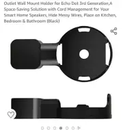 Outlet Wall Mount for Amazon Alexa Echo Dot 3rd Generation Black