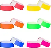 600 Pcs Neon Wristbands for Events, Waterproof Paper Wrist Bands Party Bands Entrance Wristbands for Events Music Festival Concert Contest (6 Colors)