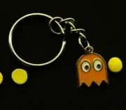 YELLOW PACMAN GHOST KEYCHAIN Car Keys Mini Vintage Retro Gaming Gamer Arcade