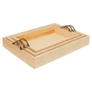 Unfinished Wood Nesting Serving Trays with Handles, Set of 3, Play Tray for C...