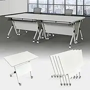 Conference Table, Foldable Meeting Tables with Caster Wheels, Conference Room Training Table Flip Top Training Seminar Table(4pack)