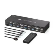 8K Displayport HDMI KVM Switch 4 Computers 2 Monitors 4K144Hz for 4 PC Sharin...