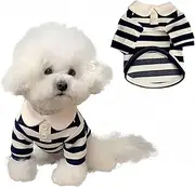 MANON ROSA Cute Dog Clothes Boy Dog Polo Shirt for Small Medium Dogs - Summer Male Puppy T Shirts for Yorkie Poodle Shih Tzu Dachshund Kittens, Striped Collared Pet Doggie Designer Outfits Blue S