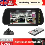 7"Car Rear View Mirror Monitor Clip+360 Reversing Backup Camera Night Vision KIT