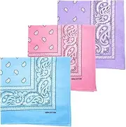 [MDSTYLE] 3 PCS 100% Cotton Bandana for Men & Women 22" x 22" Paisely Pattern Handkerchief Headband Scarf