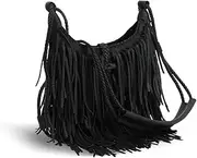 [Emprier] Vintage Fringe hobo bags for Women Vegan Faux Suede Leather Tassel Crossbody Bag Fringe Purse