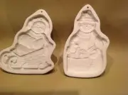 Longaberger 1997 & 1998 Clay Stone Christmas Cookie Molds H2