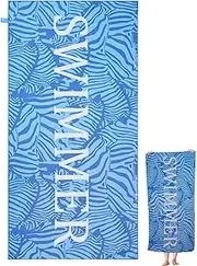 Microfiber Beach Towel, 59 x 27.5 Inch Sand Proof Swimming Pool Towel, Reversible Towel for Swimming Pool Camping Beach Travel Sports Backpack
