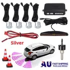 Alarm LED Car Parking Reversing Alarm System 4 Silver Sensors Rear Audio Buzzer