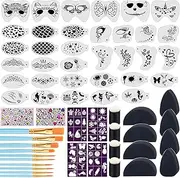 Suboyica - 34 + 28 Pcs Face Painting Stencils Kit, 34 Pcs Plastic Face Painting Stencils, Reusable Stencils for Body Painting