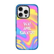 iPhone 16 Pro Impact Case "You Are Enough" vibrant Neon Pink Yellow Blue Gradient Trippy Wavy Psychedelic Swirl