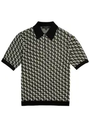 Rag & Bone Vaughn Geometric Knitted Polo Shirt - Navy - M M