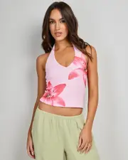 [Mooloola] Mooloola Women's Nalani Halter Top in Pink 0 Pink