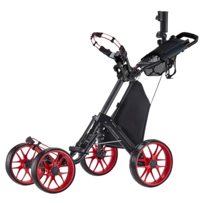 CaddyTek CaddyCruiser ONE Pro One-Click Folding 4 Wheel Golf Buggy - Red